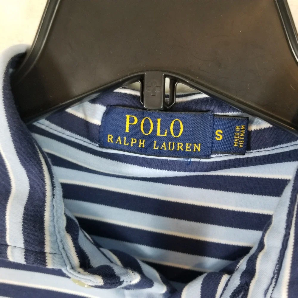 Polo Ralph Lauren Polo Shirt Mens Small Blue Striped Short Sleeve Cotton Pony